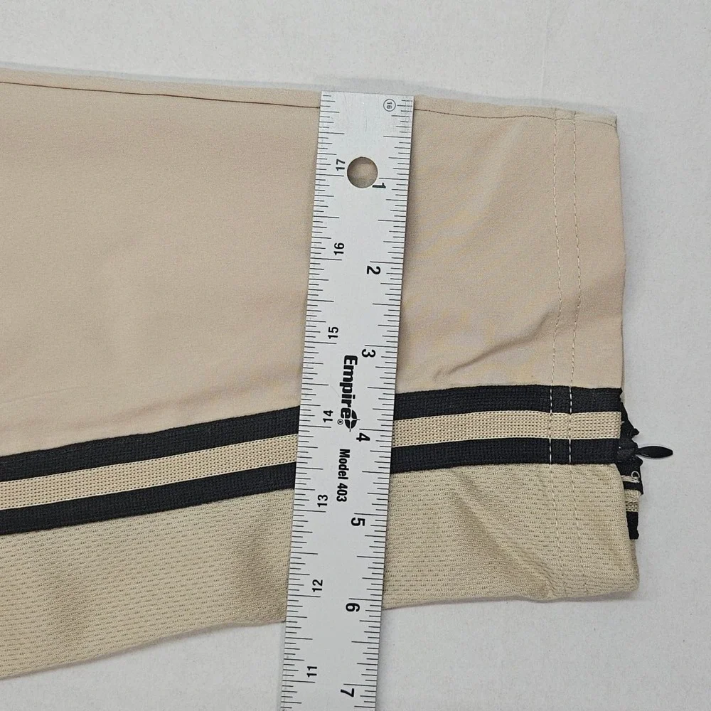 NBA Men's Beige Track Jogger Pants Logo Side Stripes‎ Size Small Zip Ankle Cuff